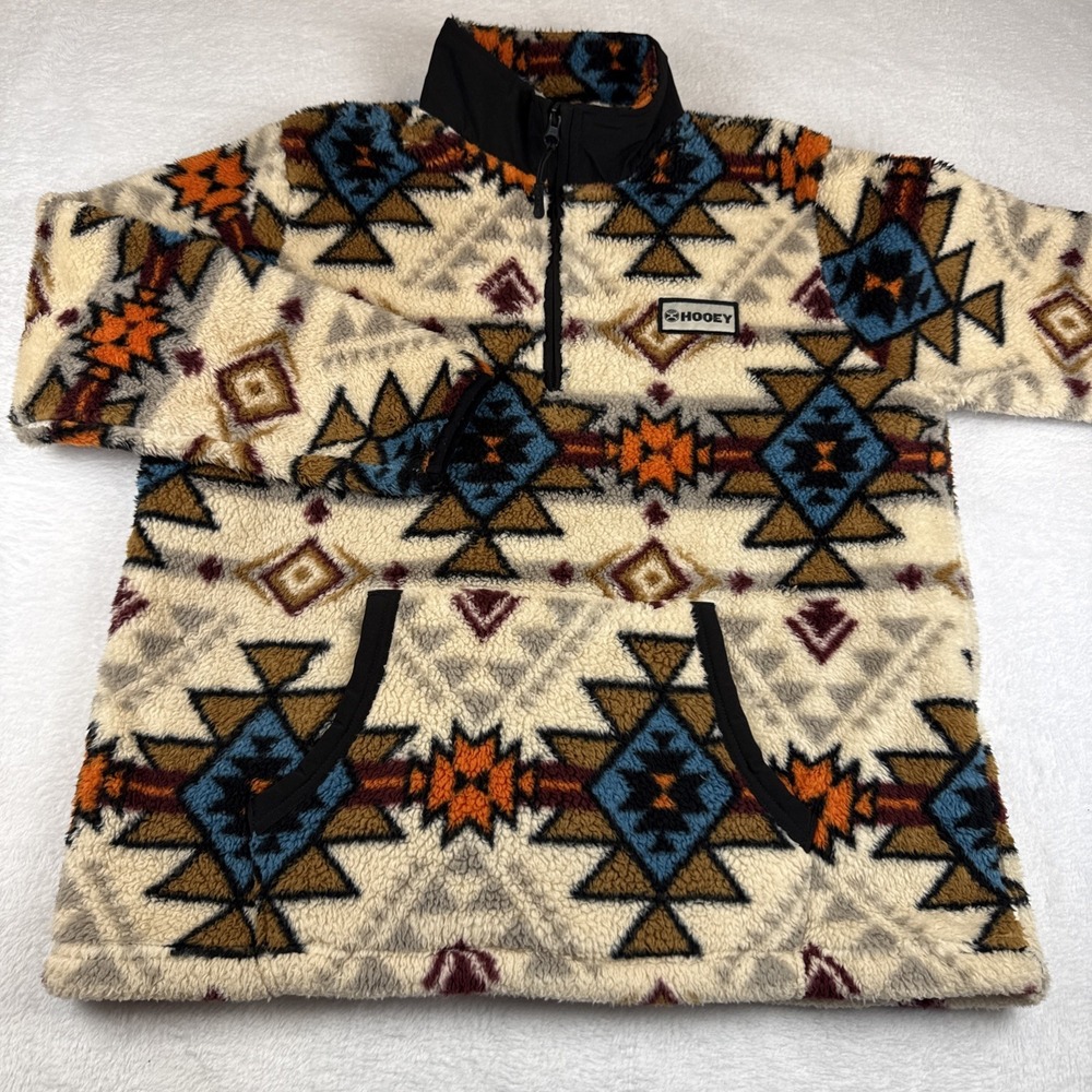 Hooey Womens Size XL Aztec Long Sleeve 1/4 Zip Fleece Pullover Sweatshirt